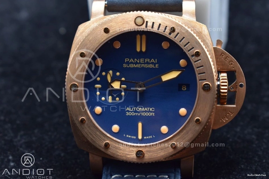 974 Blue Strap Bronzo P.900 Best Breathable Calfskin on PAM1074 VSF W Dial Blue Clone Edition 1:1 0112
